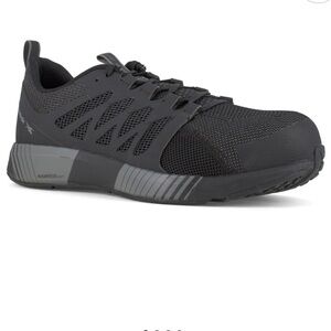 Reebok Work Fusion Black Gray Flexweave Men's Composite Toe Shoes Size 7.5W